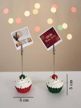 2li Kırmızı Yeşil Cupcake Fotoğraf Not Tutacağı Yeni Yıl Süsü Hediyesi-848-Small