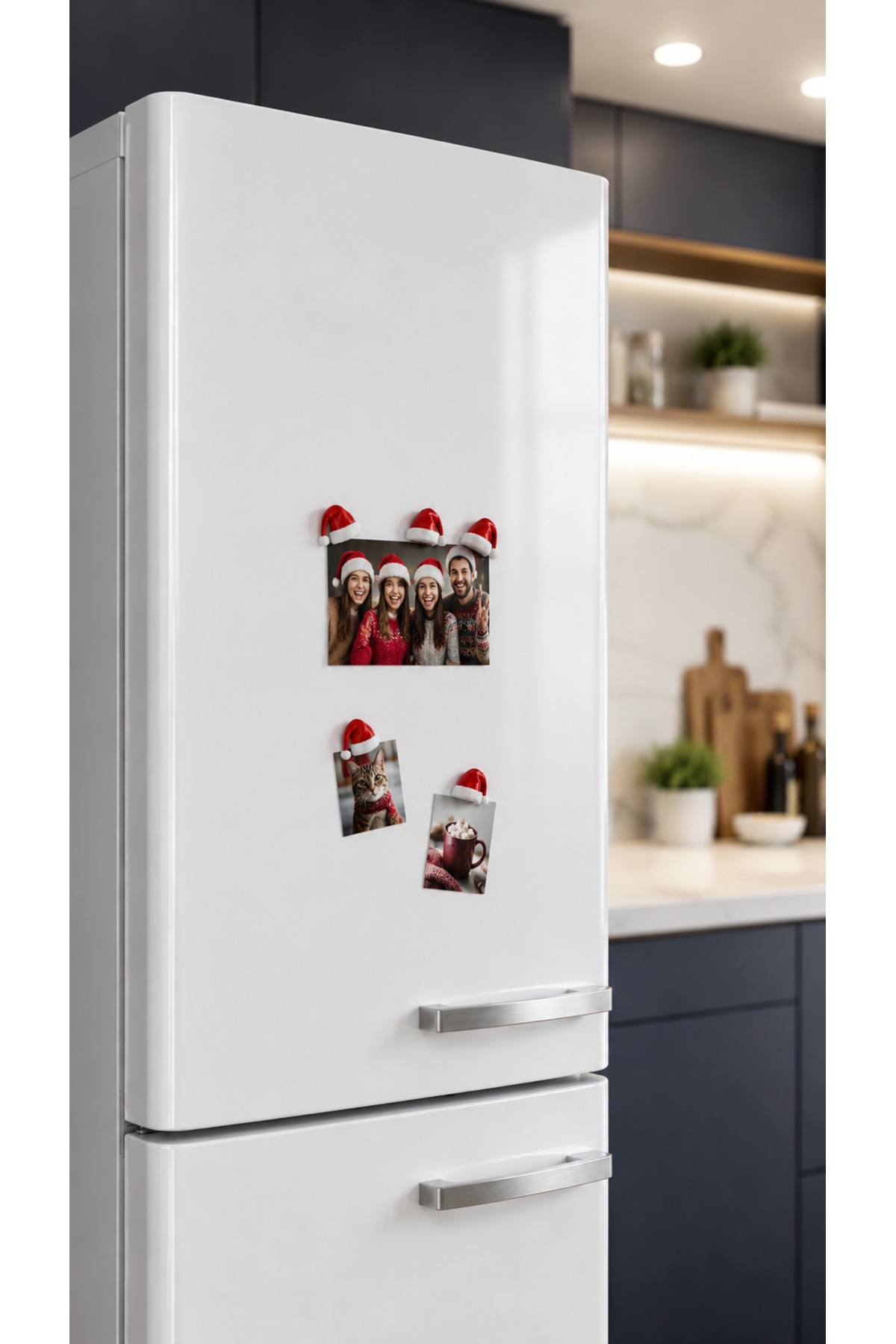 6’lı Yılbaşı Şapkası Magnet Seti – Noel Şapkası Buzdolabı Magneti, Dekoratif Fotoğraf Tutucu Yılbaşı Süsü 3d-882-Large