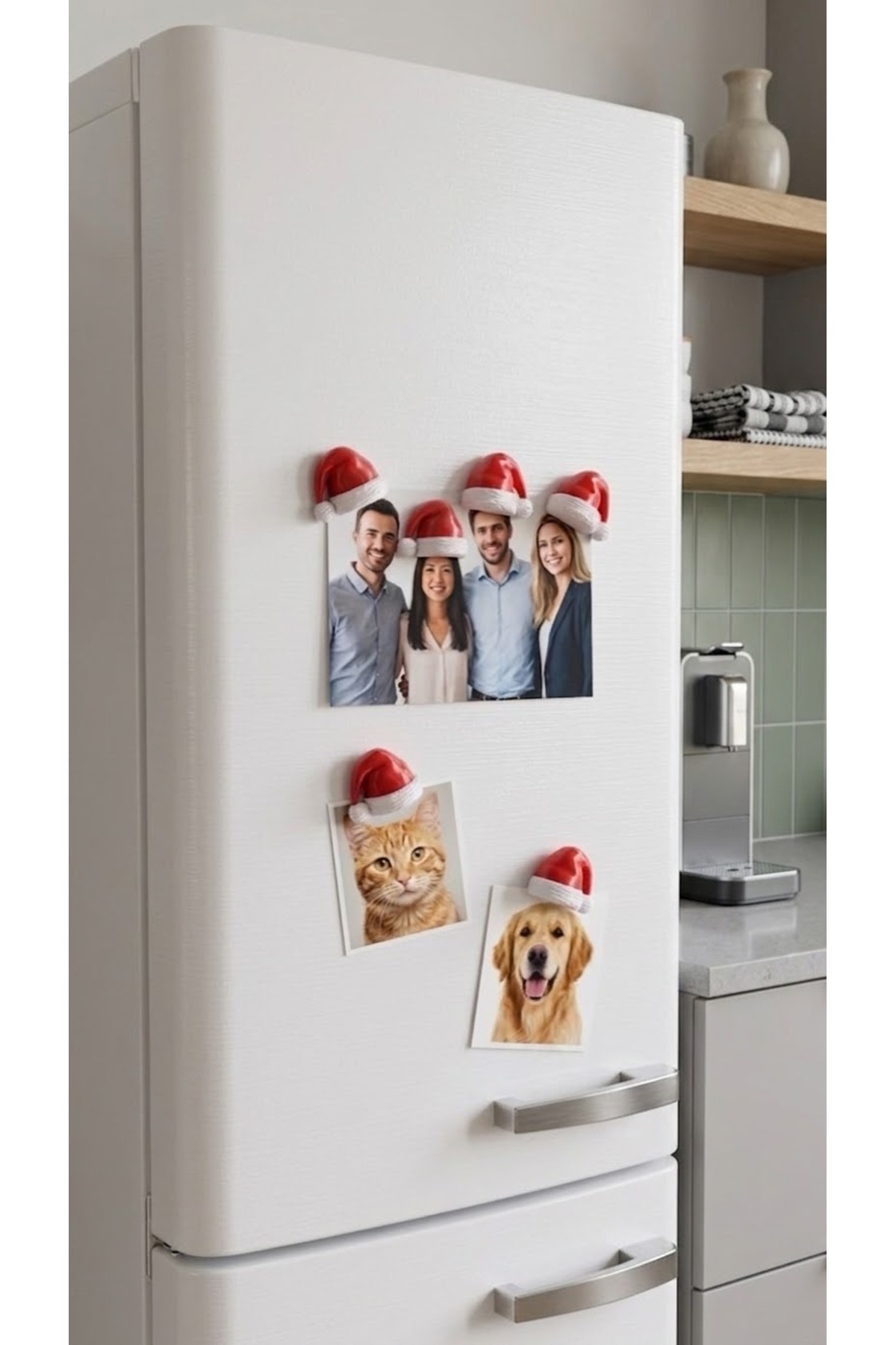 6’lı Yılbaşı Şapkası Magnet Seti – Noel Şapkası Buzdolabı Magneti, Dekoratif Fotoğraf Tutucu Yılbaşı Süsü 3d-883-Large
