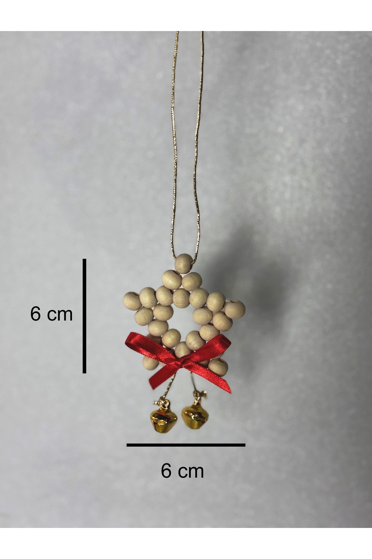 Çam Ağacı Süsü Dekoratif Ahşap Boncuklu Yıldız-704-Large
