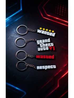 GTA 6 Temalı Anahtarlık Seti 4’lü – Wanted Wasted Respect GTA VI Oyuncu Gaming Anahtarlık 3d