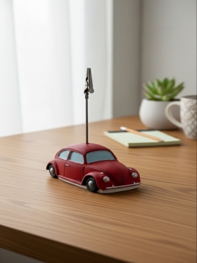Kırmızı Araba Vintage VW Beetle Vosvos Fotoğraf Not Tutucu Erkeğe Hediye Fikri Biblo Ofis Hediyesi