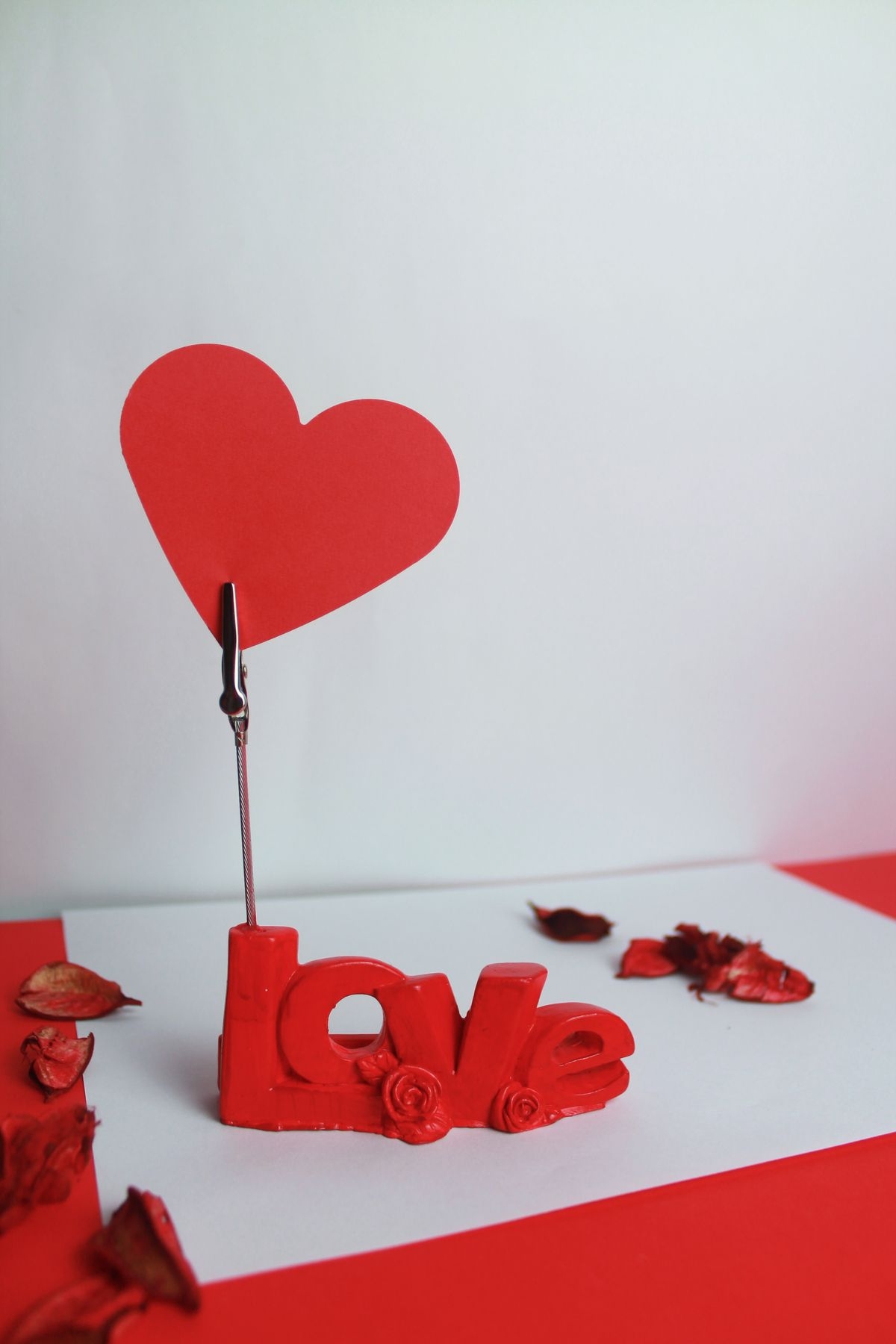 Kırmızı Love Yazılı Fotoğraf Tutucu Sevgiliye Not Tutucu Notluk-817-Large