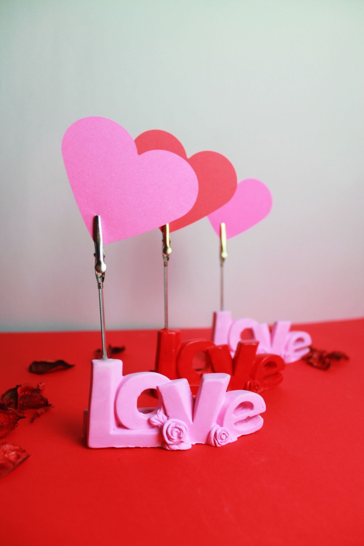 Kırmızı Love Yazılı Fotoğraf Tutucu Sevgiliye Not Tutucu Notluk-816-Large