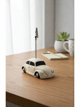 Krem Araba Vintage VW Beetle Vosvos Fotoğraf Not Tutucu Erkeğe Hediye Fikri Biblo Ofis Hediyesi