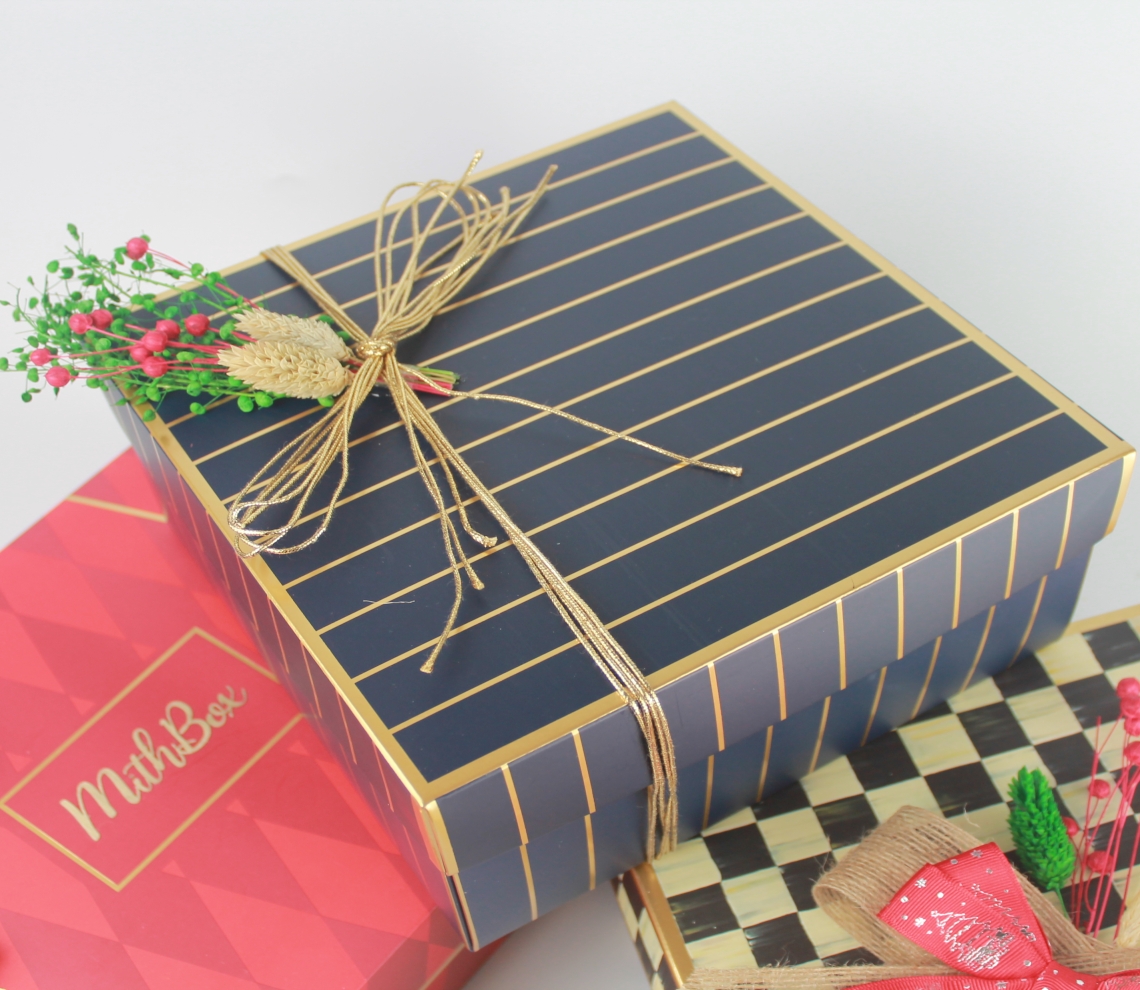 Lacivert Gold Çizgili Hediye Kutusu-300-Large