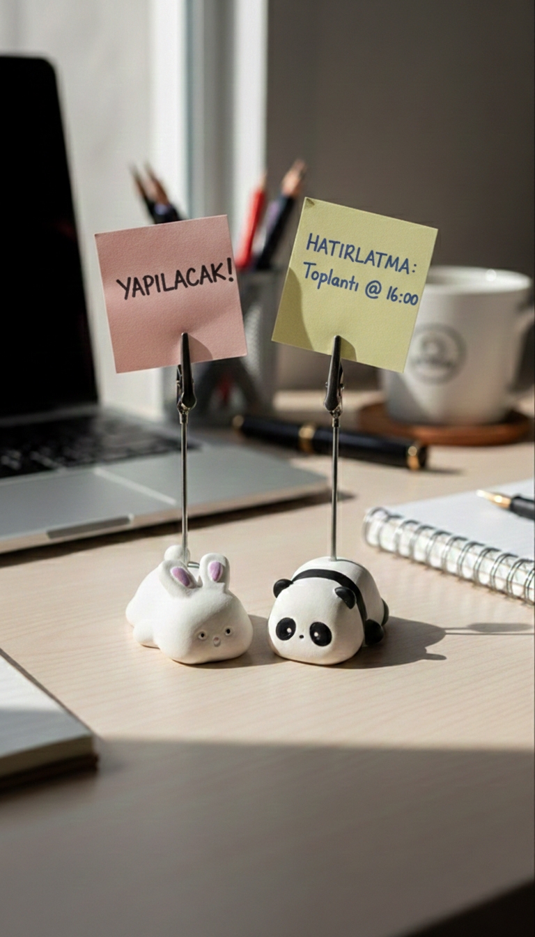 Sevimli Tavşan ve Panda 2li Not Tutucu Ofis Hediyeleri Fotoğraf Tutacağı-867-Large